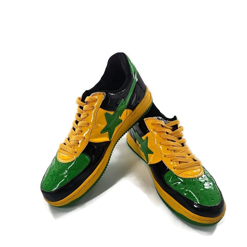 Bape Bapesta FS-001 Mens 13 A Bathing Ape STA Green and Yellow Star Sneakers - Picture 2 of 14